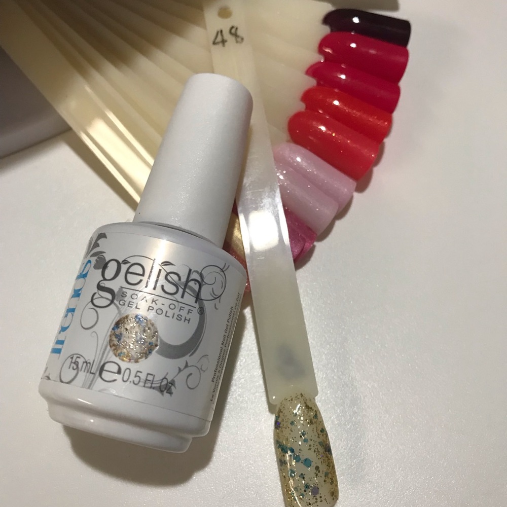 Gelish Blue & gold Glitter gel polish